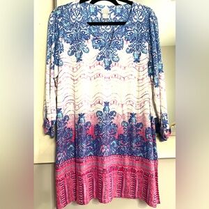 Chico's Blue and Pink Ombre Medallion Tunic